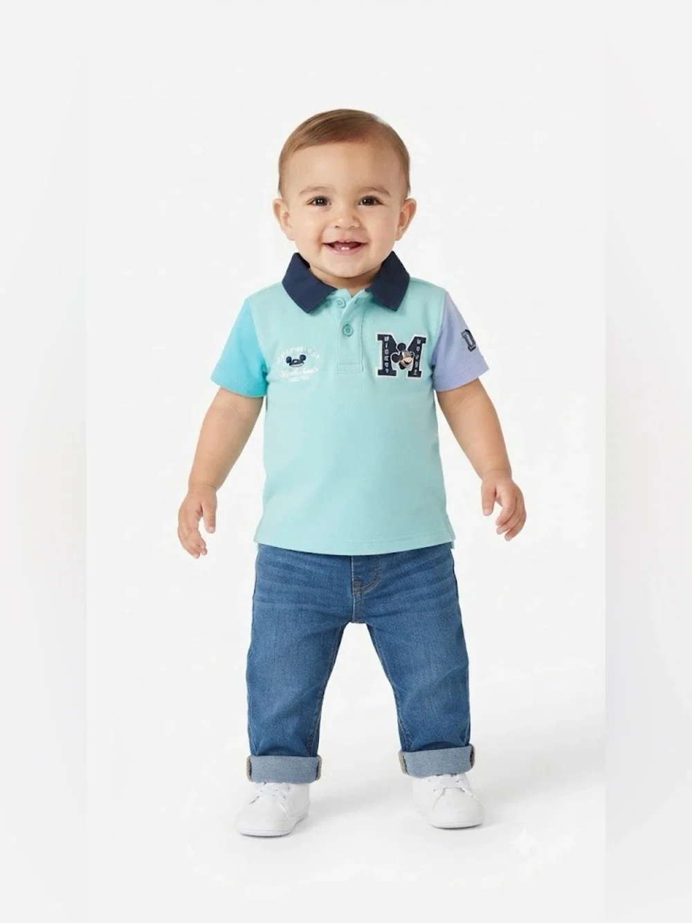GAP Mint Colorblock Polo with Navy Collar